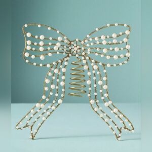 Anthropologie Pearl Metal Bow Tree Topper